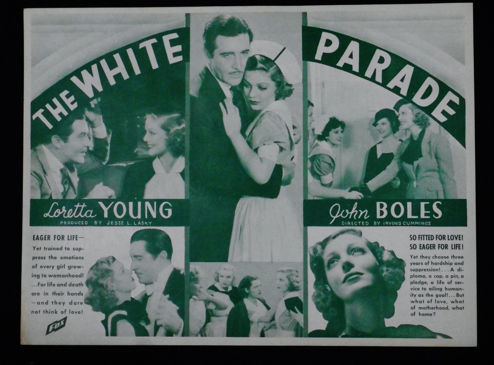 THE WHITE PARADE 1934 * LORETTA YOUNG * JOHN BOLES * RARE PRE-CODE HERALD * L@@K