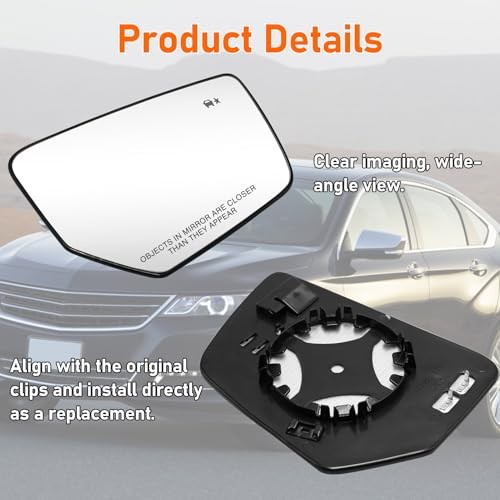 Compatible Chevy Impala Side Mirror Glass Right Passenger Side 2014-2020