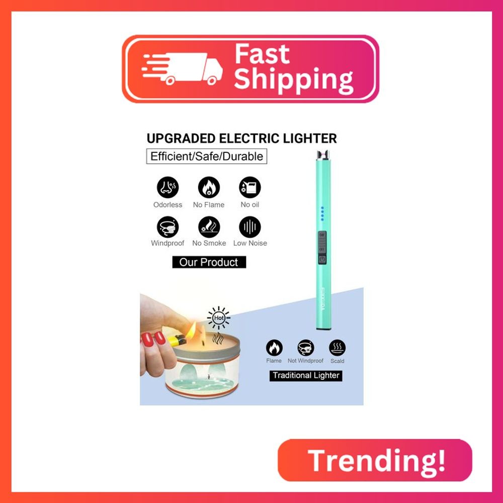 FUKKUDA Electric Candle Lighter with Safety Switch - USB Rechargeable Windproof