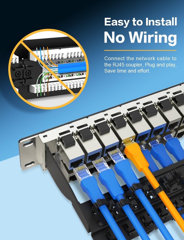 1U48Port Keystone Patch Panel Cat6A Keystone Patch Panel Shielded with Cable(...