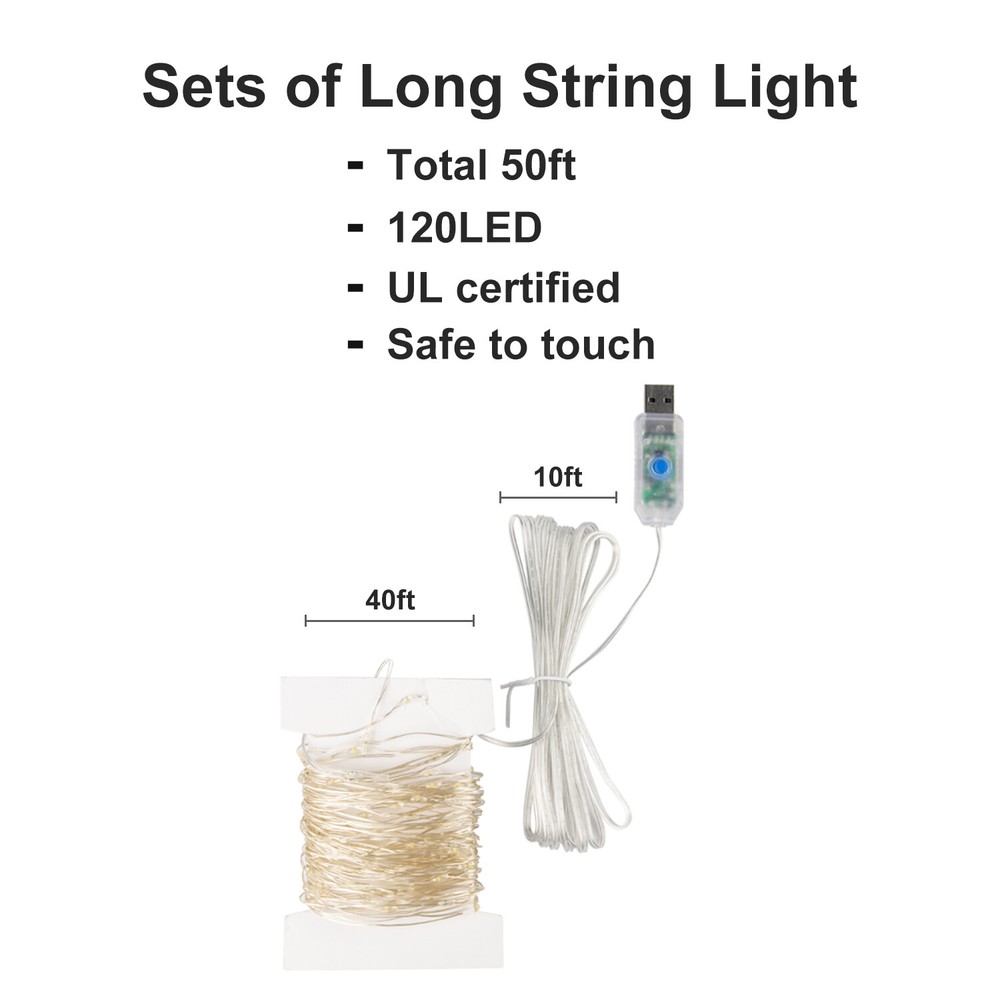 4.5ft / 7.5ft Pink Christmas Tree USB LED String Lights Decor with Remote Timmer