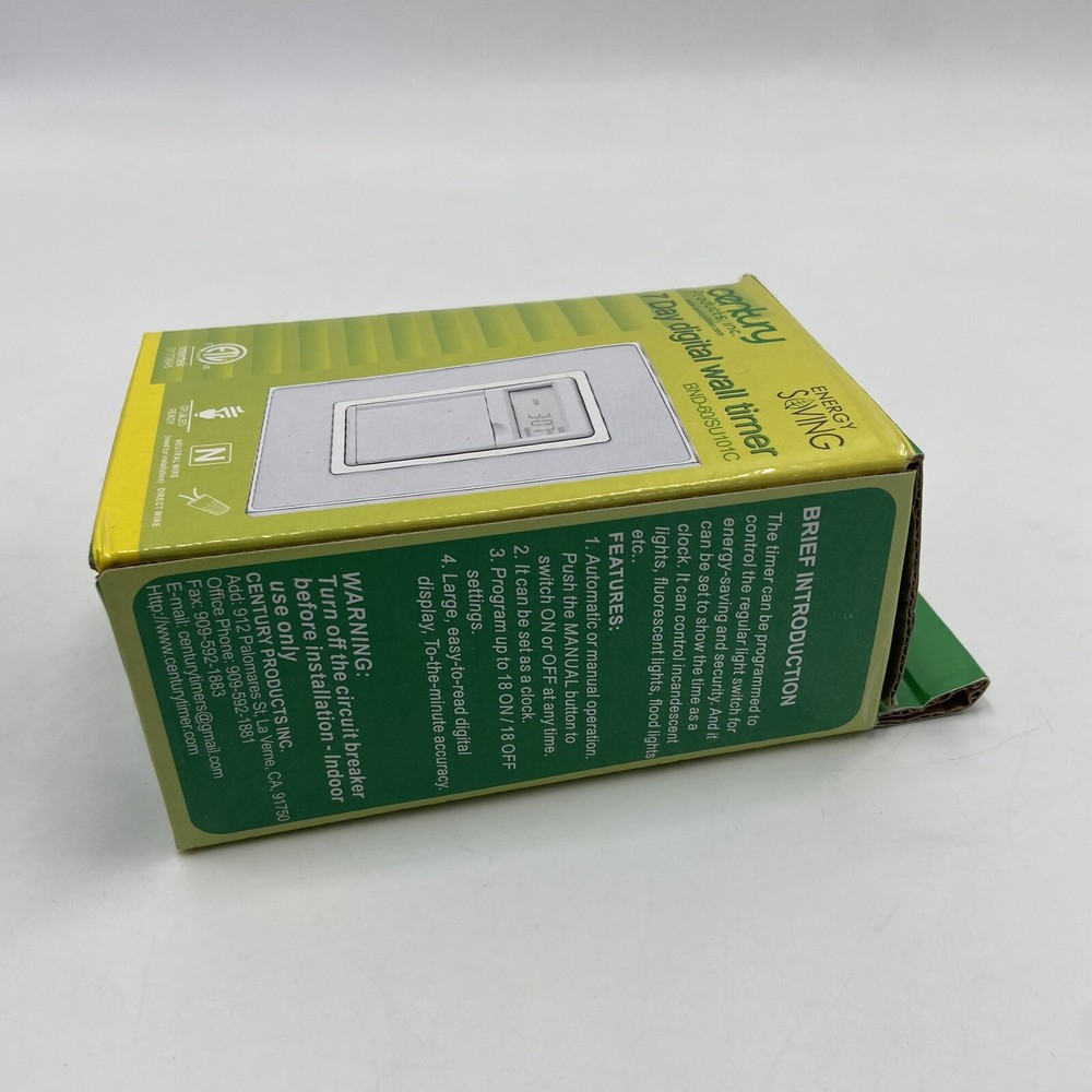 Century Digital In-Wall 7 Day Programmable Timer BND-60 SU101C