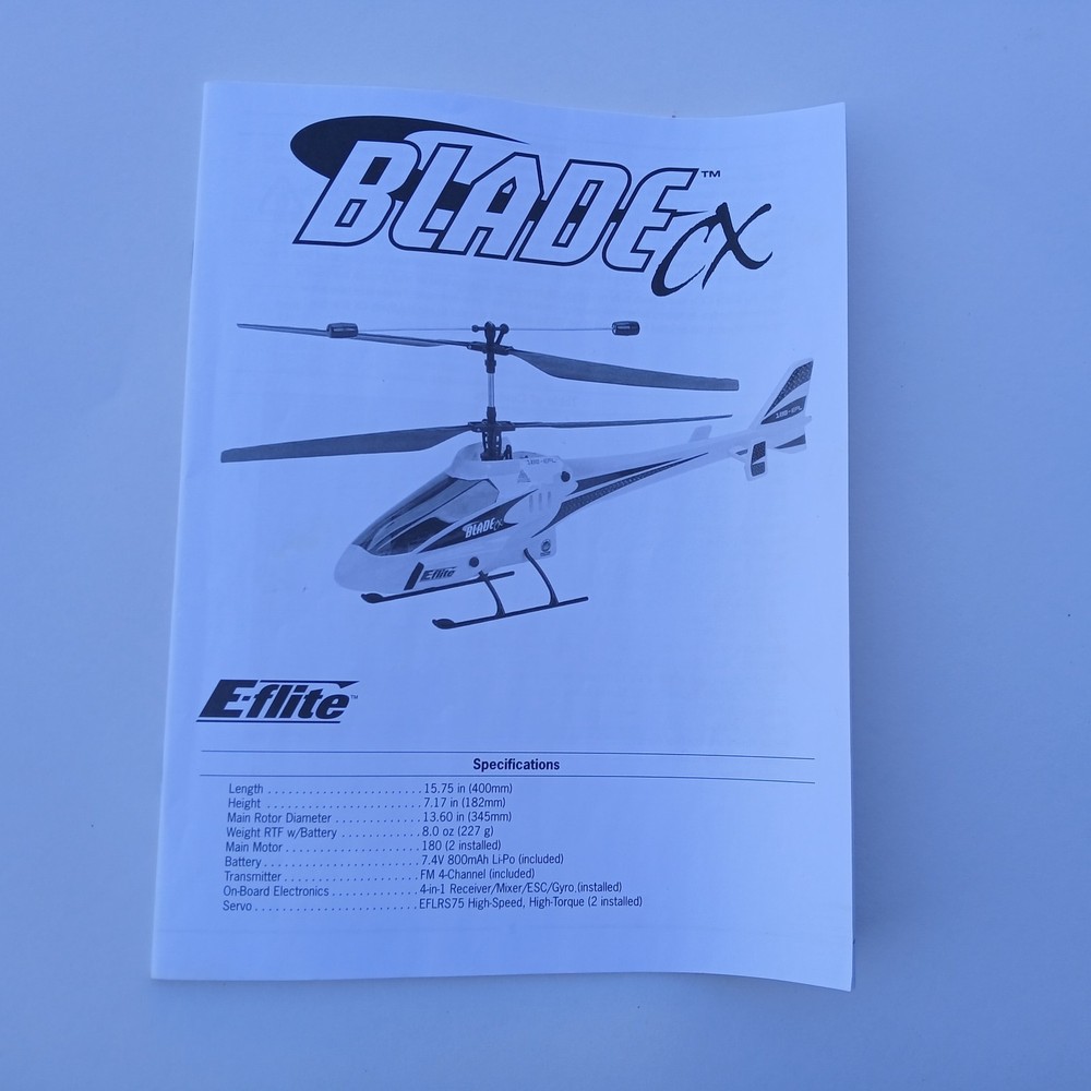 Blade CX Helicopter Instruction Manual E-flite