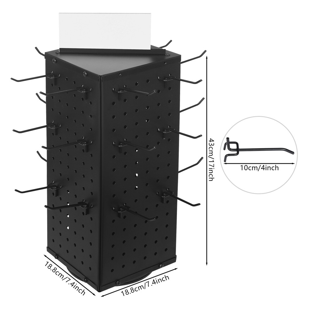 4 Sided Perforated Board Display Stand Round-bottom 360° Rotating Angle Stand