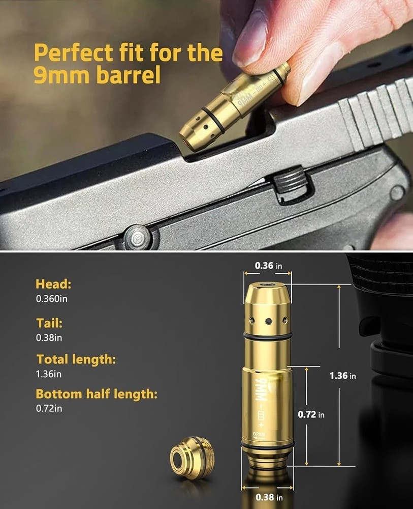 9mm Laser Training Cartridge with 9 Batteries Including Extra Training Back Cap