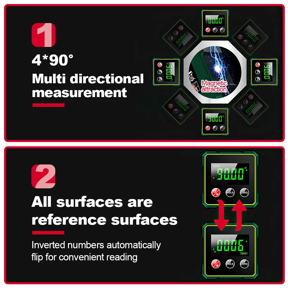 Digital Angle Finder with Electronic Laser 4-Side Magnetic Protractor Angle Gaug