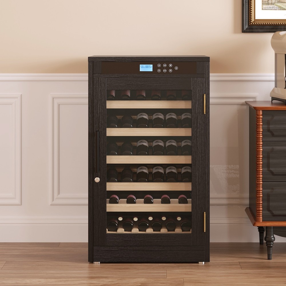 69 Bottles Touch Screen Display Constant Temperature Grape Wine Cooler,Black