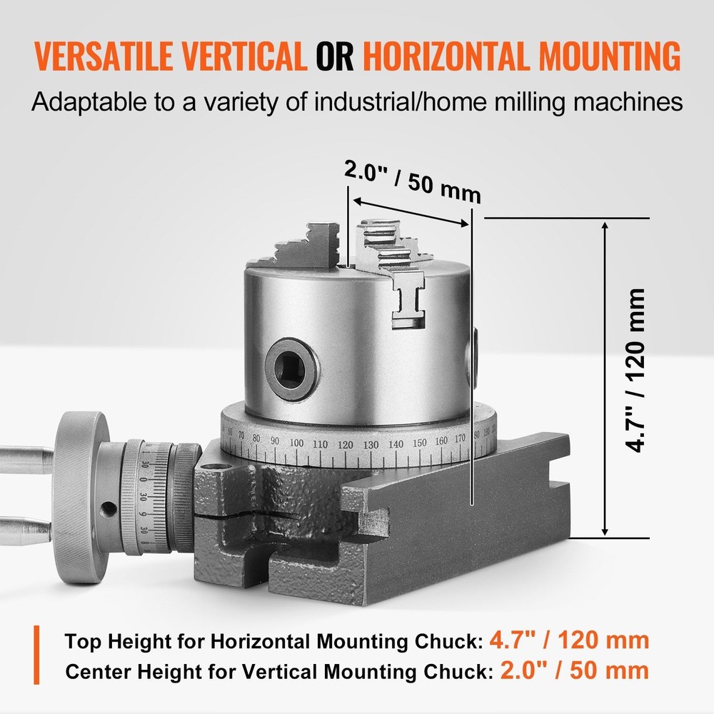 Horizontal Vertical 100mm 4in Rotary Table for Precision Milling Use