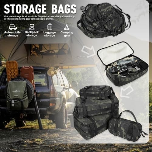 4 Set Tactical Packing Cubes ，Compressible Mesh Duffle Storage Multiblack