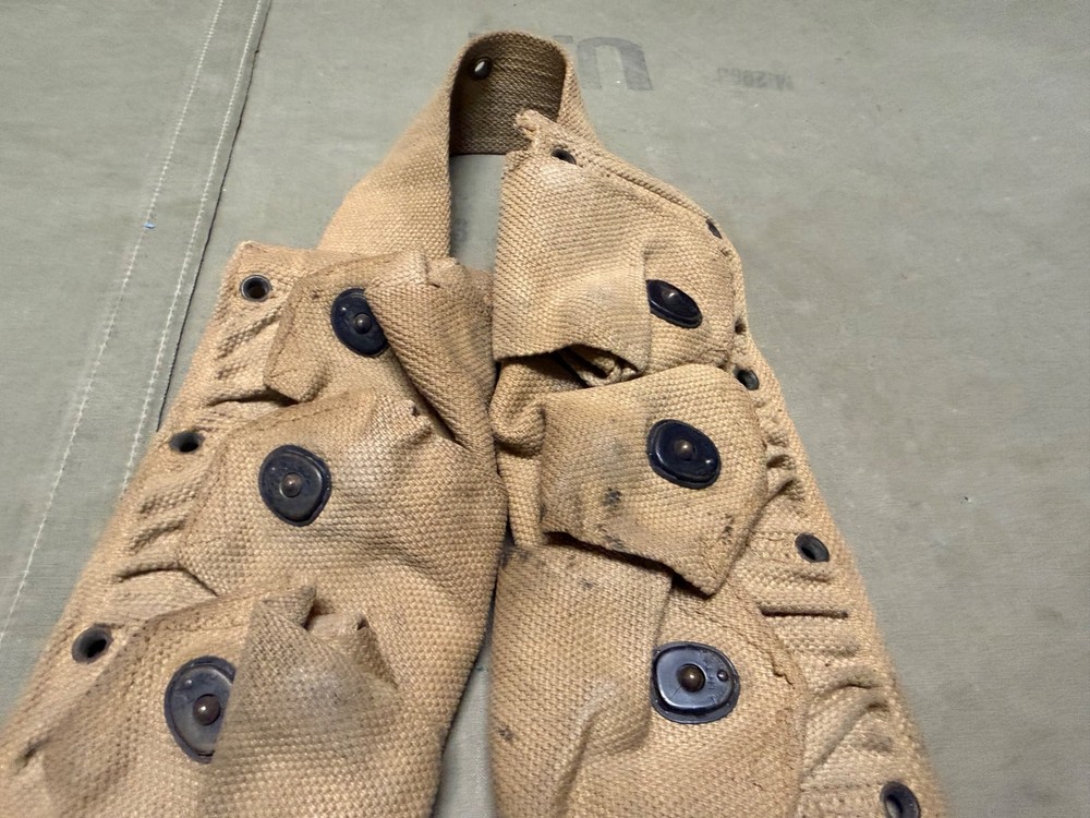 ORIGINAL WWII US ARMY INFANTRY M1 GARAND RIFLE AMMO BELT-BRITISH MADE, 1944