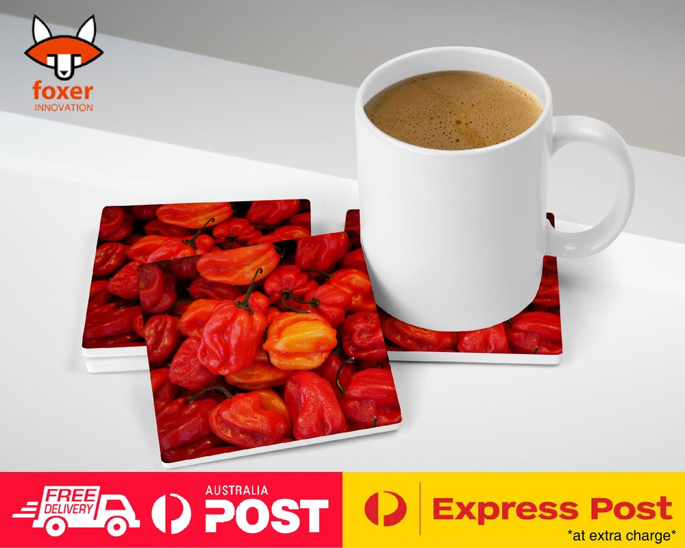 COASTER COFFEE DRINKING MAT|HOT RED DRIED CHILLI CAPSICUM