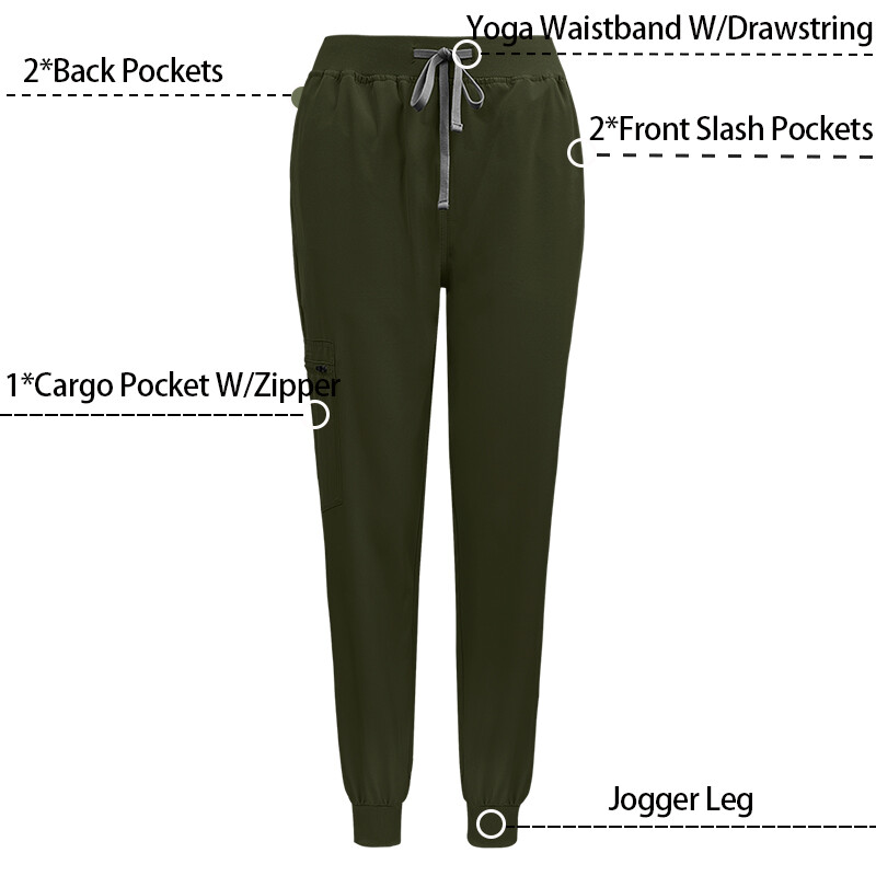 Women Men Stretch Nurse Uniform Medical Scrub Sets V-Neck Top Jogger Pant Unisex