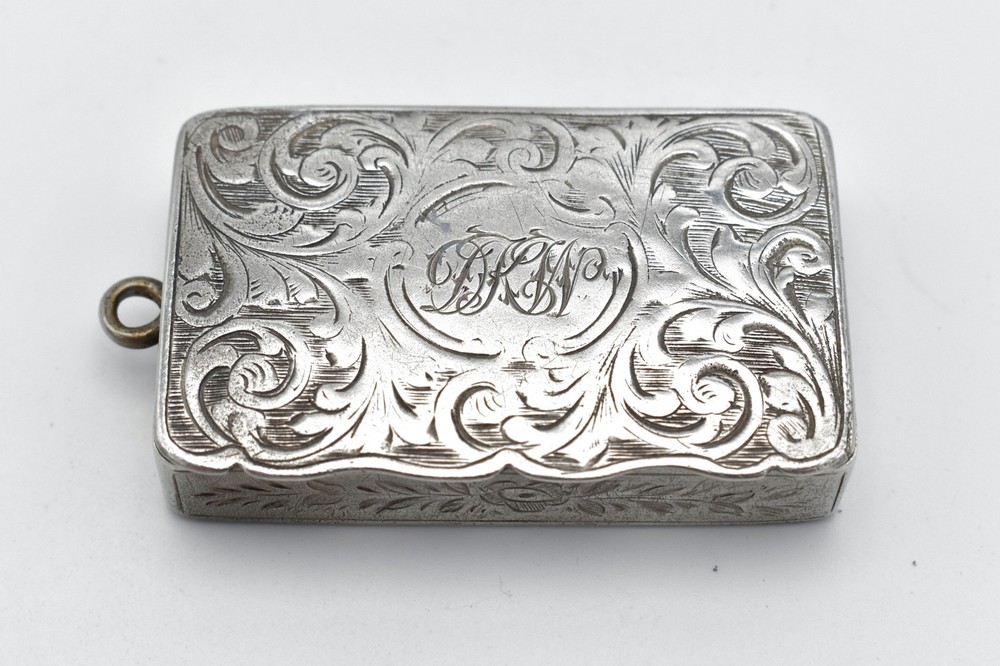 Antique Solid Silver Snuff Box Vesta Case Victorian 1863