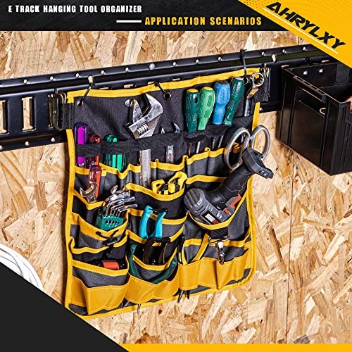 E-Track Hanging Tool Organizer, E Track Wall Hanging Pocket Tool Holder, 2 Pack