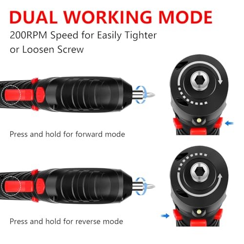 Power Screwdriver Cordless, Screwdriver Bits Set Rechargeable, 47PCS Black