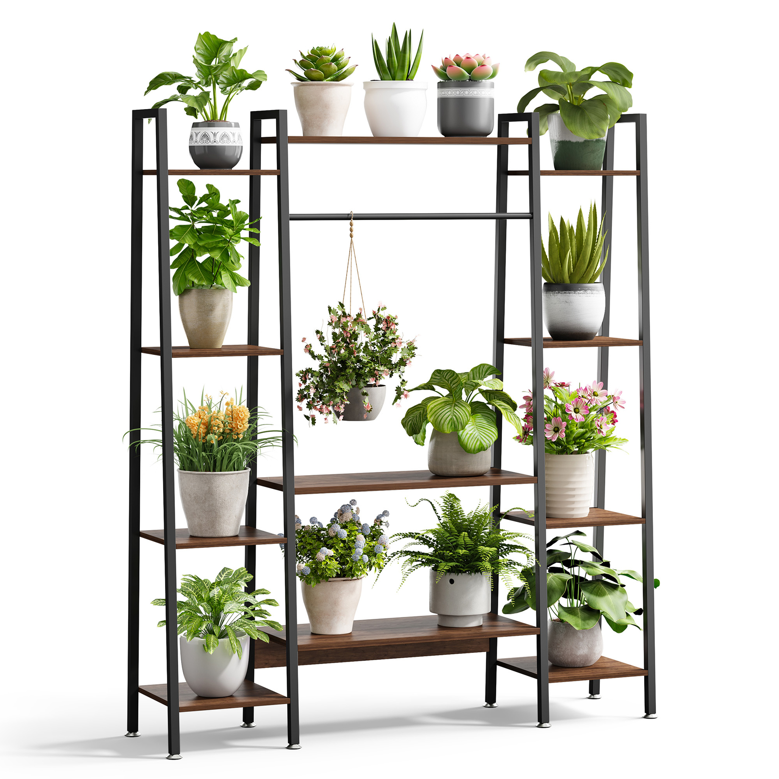 11 Tiers Plant Stand Holder Shelf with Grow Lights Tall Plant Display Rack Metal