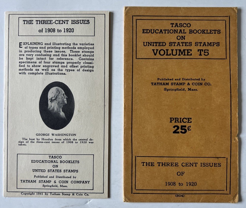 1941 TASCO Booklet T5 US 3¢ Washington Varieties 1908-1920 Complete w/ Stamps
