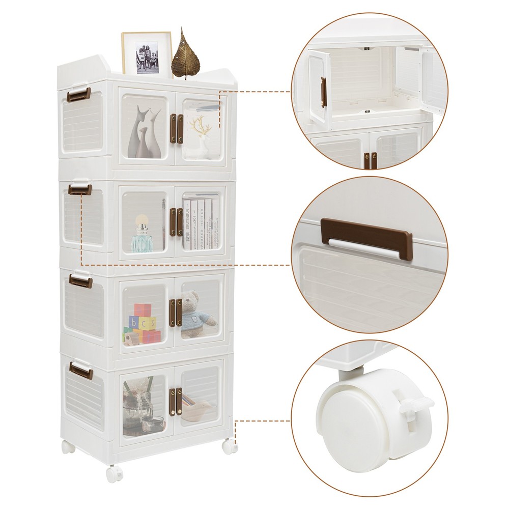 Plastic Collapsible Storage Bins with Lids & Wheels Stackable Closet Organizers