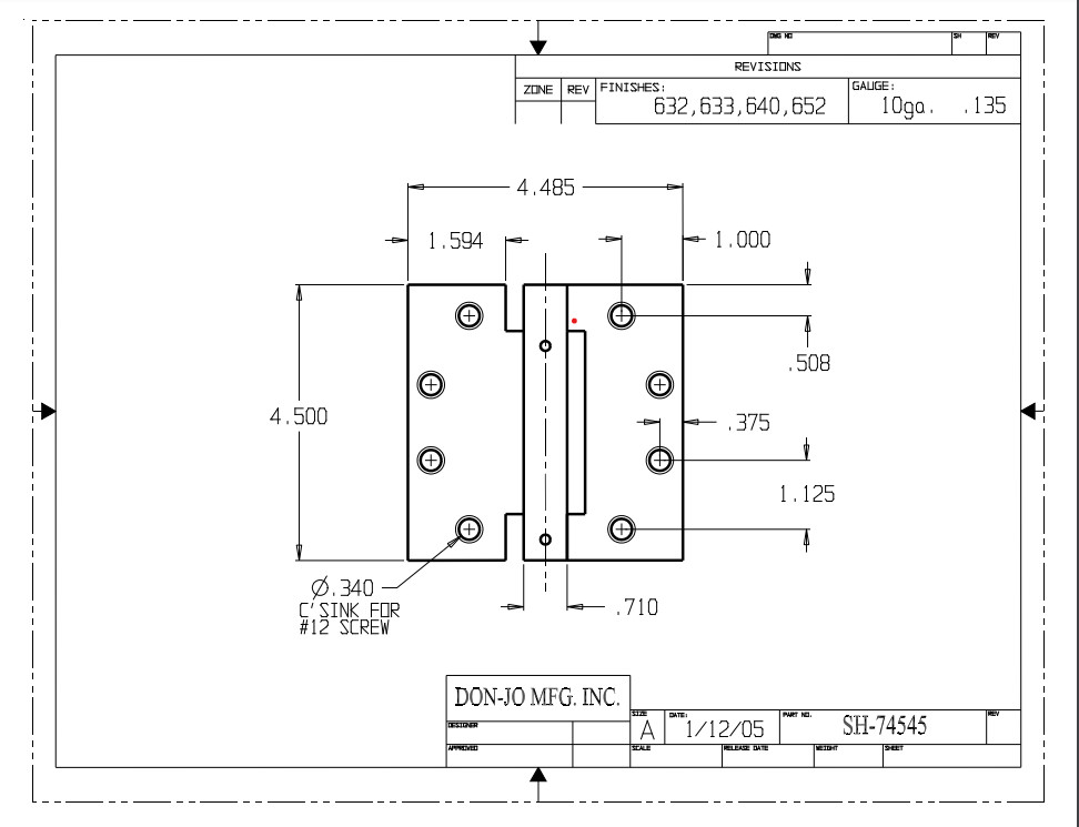 SH74545 - Spring Hinge Comes with 3 DON-JO