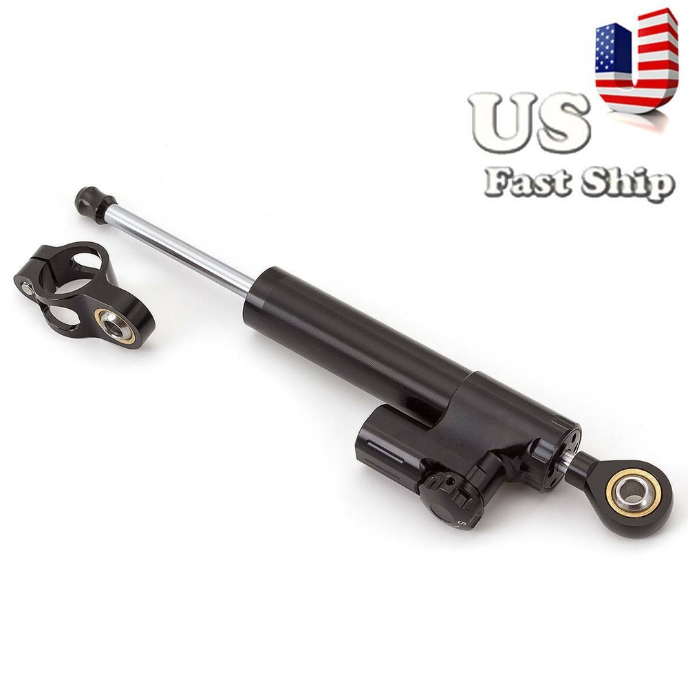 CNC Universal Motorcycle Steering Stabilizer Damper Linear Control Safety Black