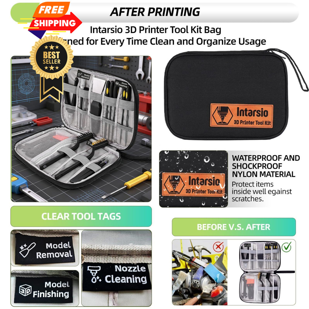 3D Printer Tools Kit, 34pcs Accessories for All FDM/SLA Black