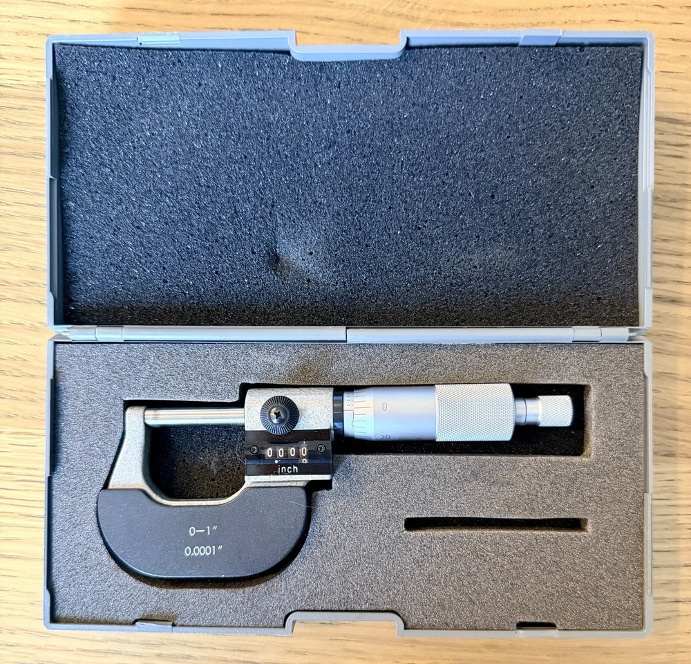 Precise 0-1" Precision Ball Micrometer .0001 Carbide Thickness - New