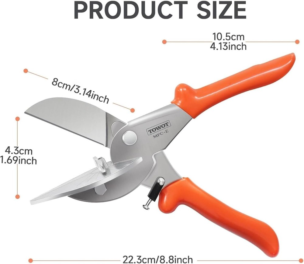Adjustable Multi-Angle Miter Shear Cutter, 45-135°, Red & Silver, Hand Tool