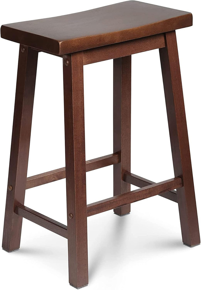 Classic Modern Solid Wood 24 Inch Tall Backless Saddle-Seat Easy Assemble Counte