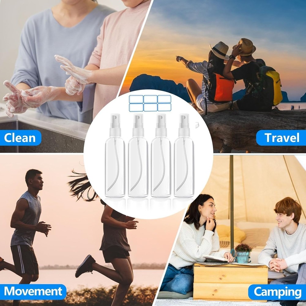 TSA Approved 4 Pack Refillable Travel Size Containers - Eco-Friendly & Practical