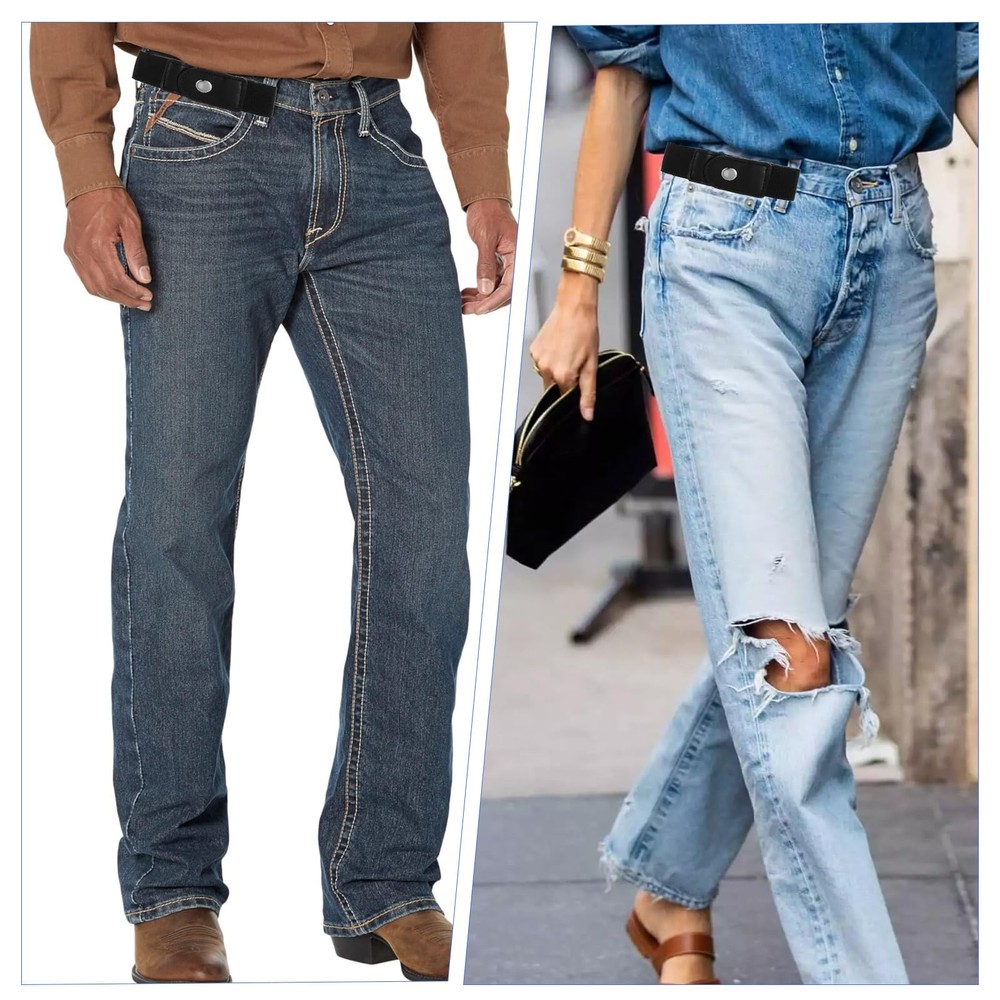 2 Pcs Men Side Belts No Buckle Elastic Belt Without Stretch