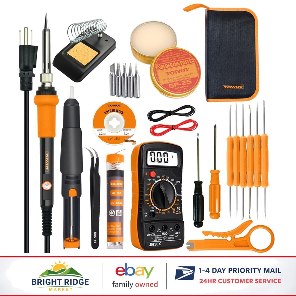 Durable Soldering Iron Set with Adjustable Temperature and Cleaning Tools
