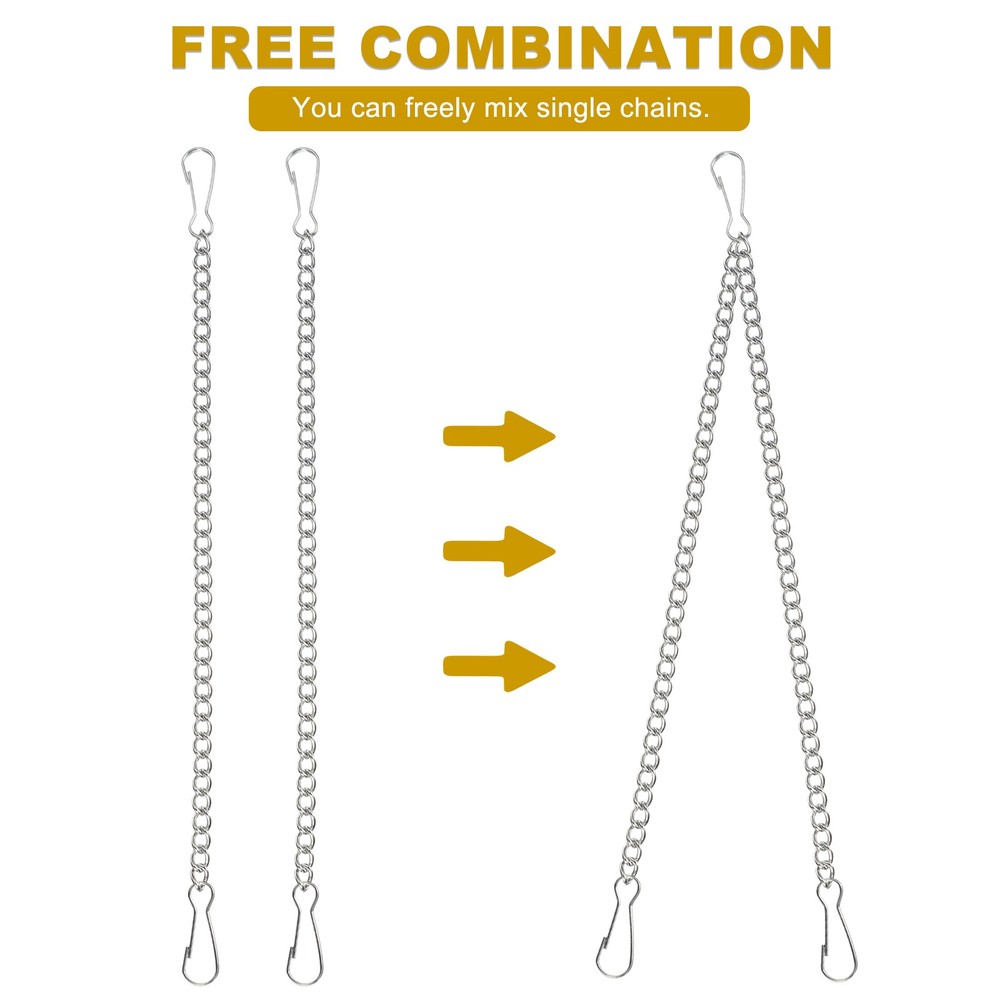 2Pcs 9.8" Hanging Chains with Hooks Plant Hangers Silver