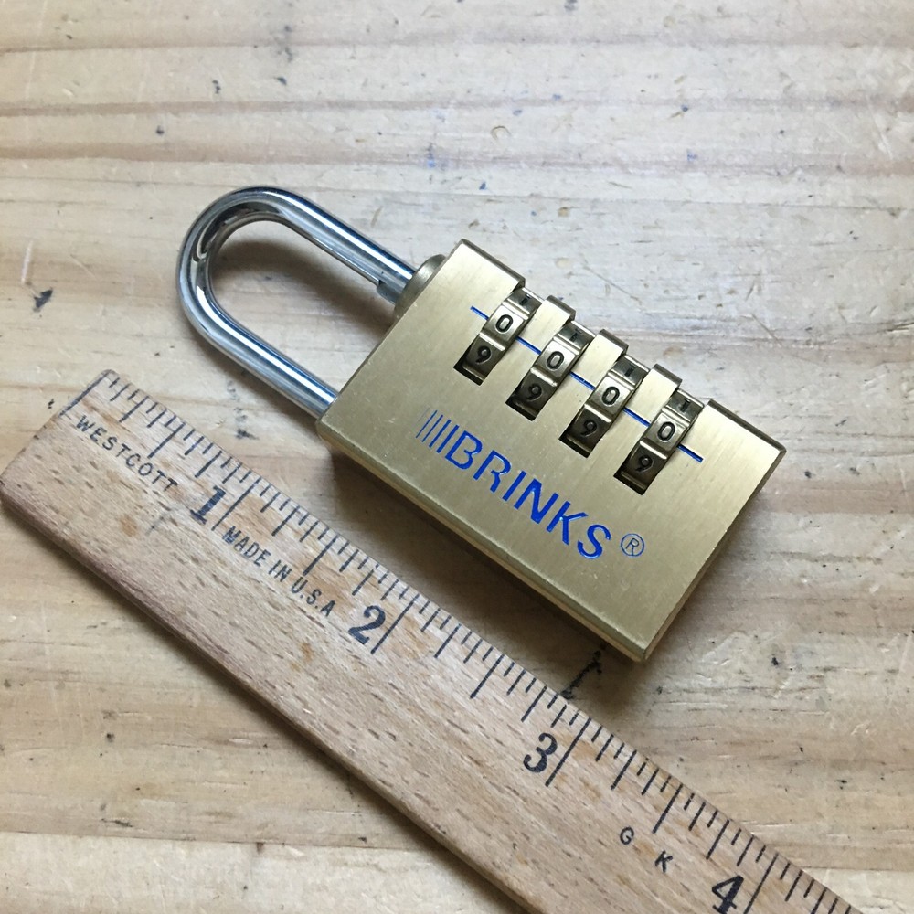 Brinks Solid Brass 4 Digital Combination lock Padlock 3"H x 1.25"W