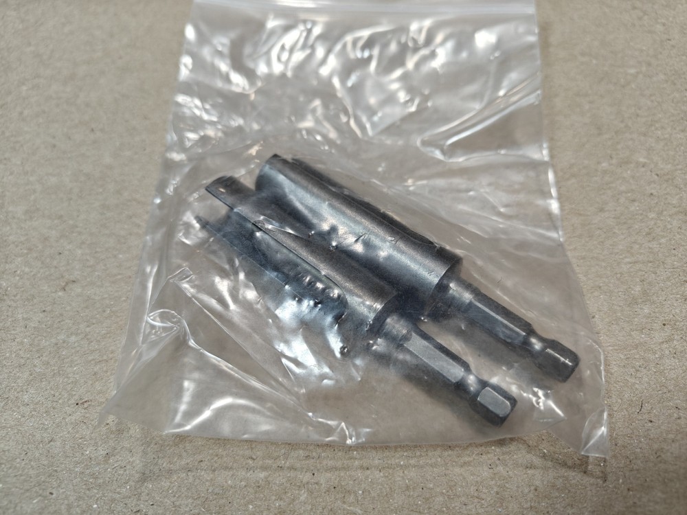 Pair (2), 10mm Hex Nut Socket Slotted Extension Driver Bit Adapter 80mm Long