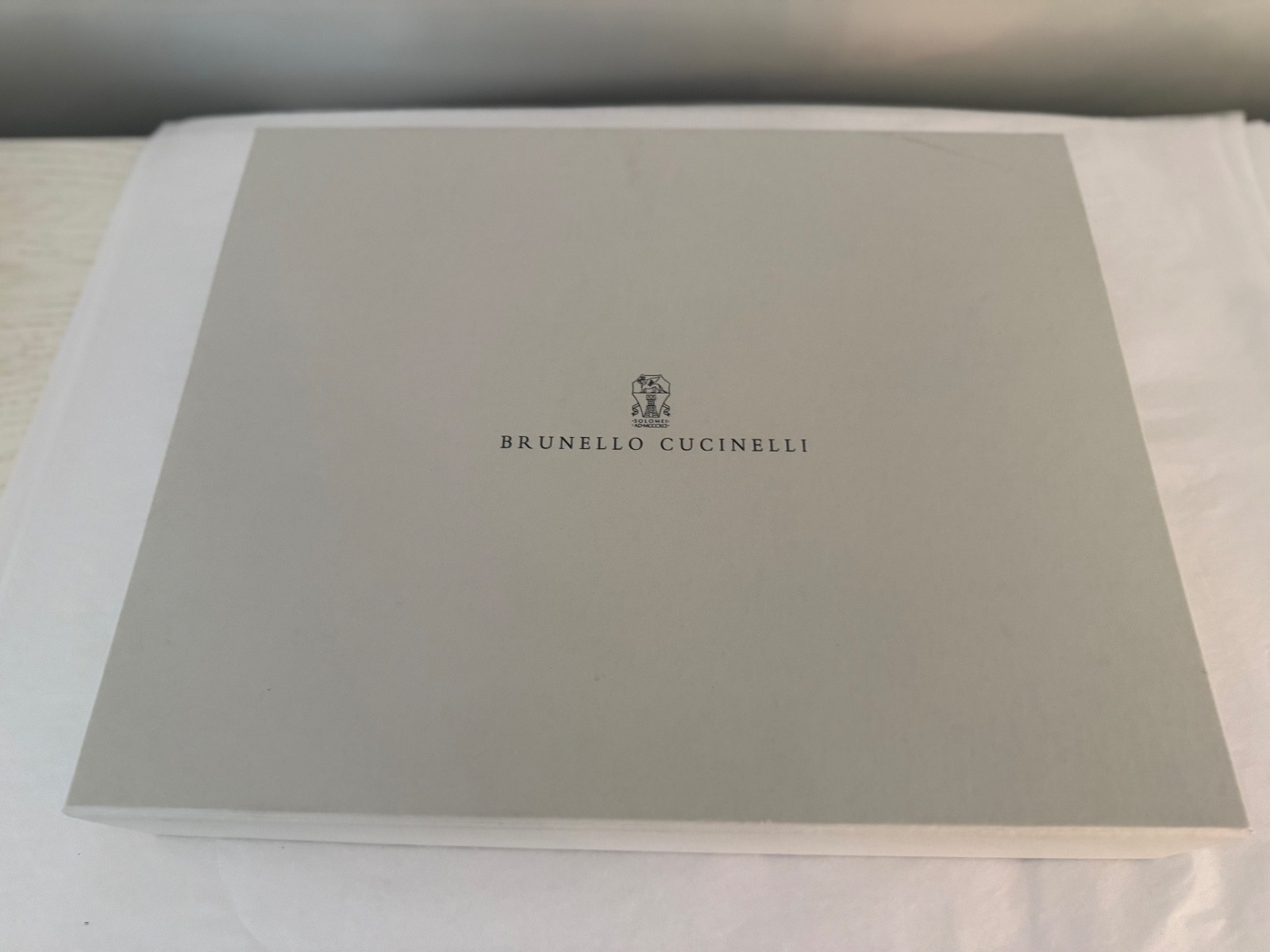 Brunello Cucinelli 15 x 2.25 x 2.5 Empty Storage Box With Folding Cloth Pouch