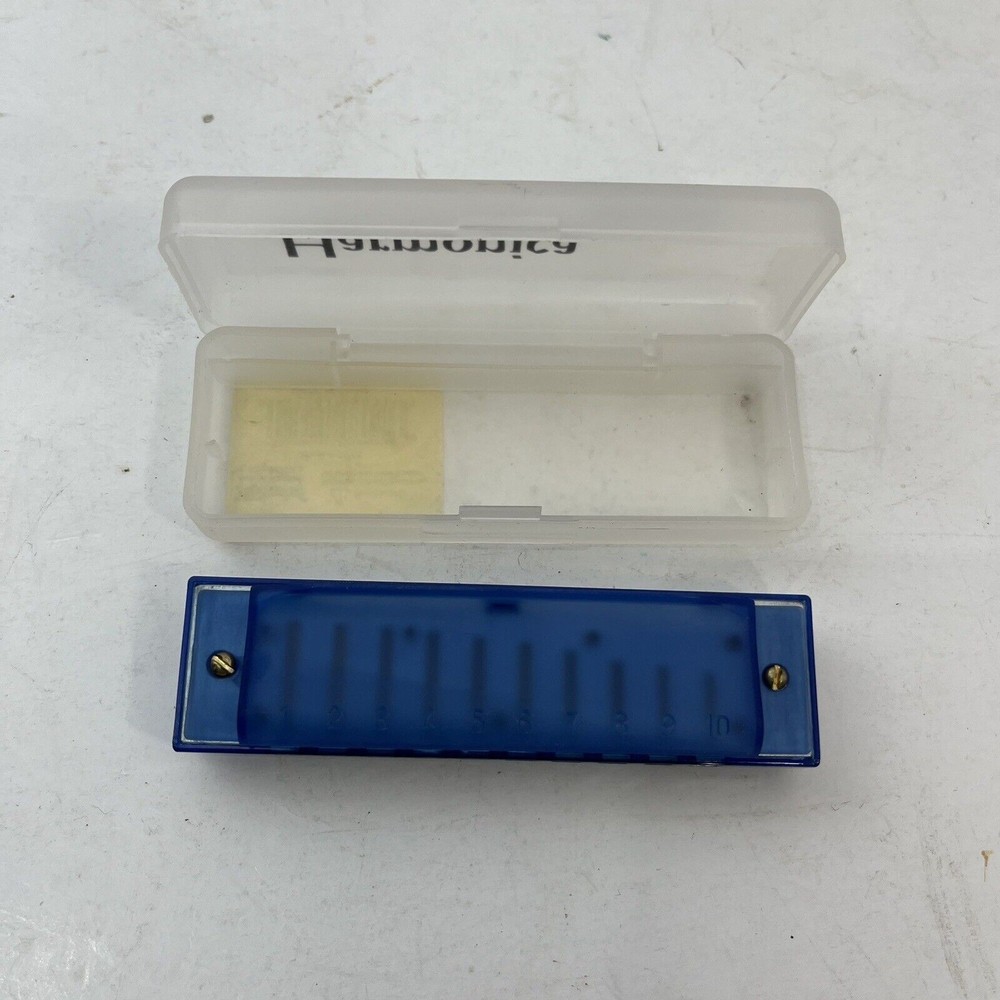 Vintage Toysmith Harmonicas Item 8071 Translucent Harmonica Blue in Case