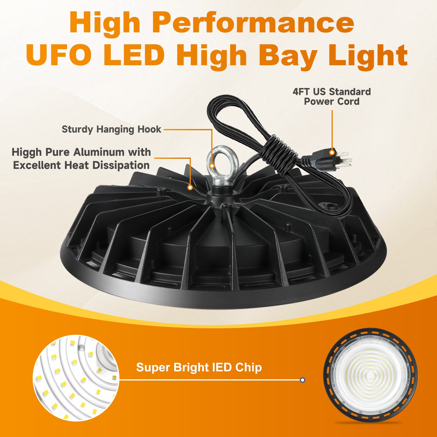 8 Pack 200W UFO Led High Bay Light Industrial Commercial Warehouse Shop Light