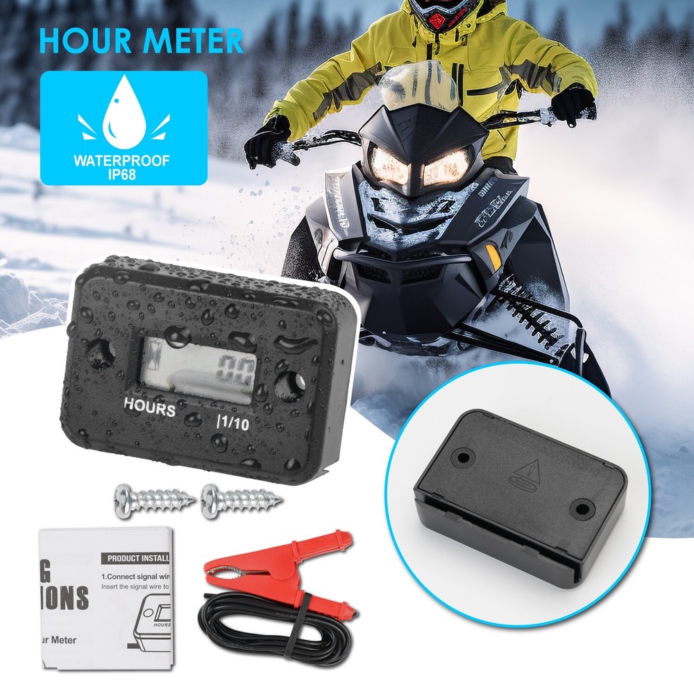 Self Powered Digital Inductive Hour Meter with Clip 2/4 Stroke Data Storage IP68