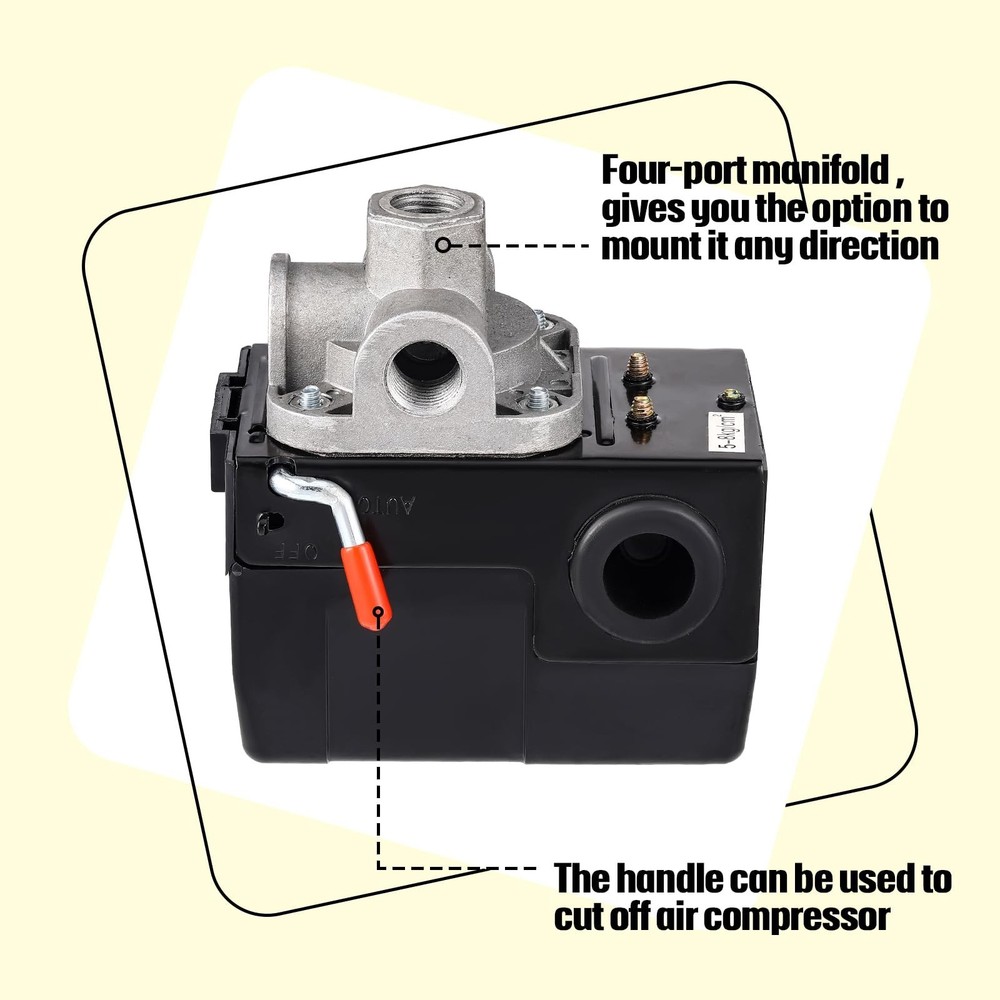 Peryiter 4 Pcs Air Compressor Pressure Switch Replacement Kit, 90-125 Psi Con...