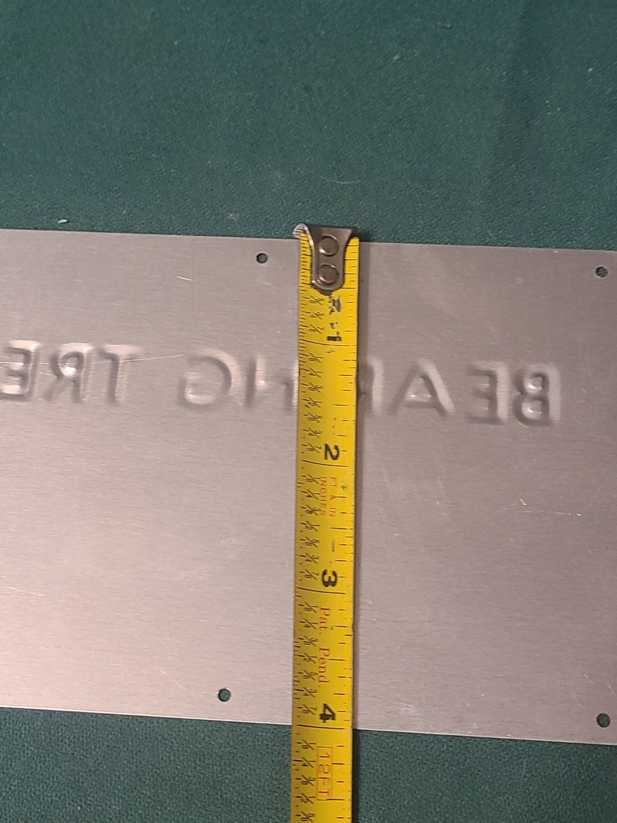 Mint Unused Bearing Tree Metal Sign Land Surveyor Used 4" x 6"