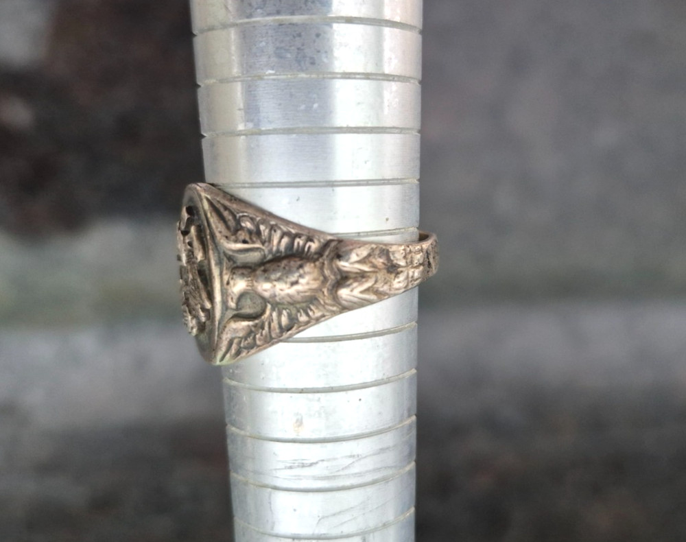 WW2 Army Military Patriotic Ring 925 Sterling Silver Size 11 3/4