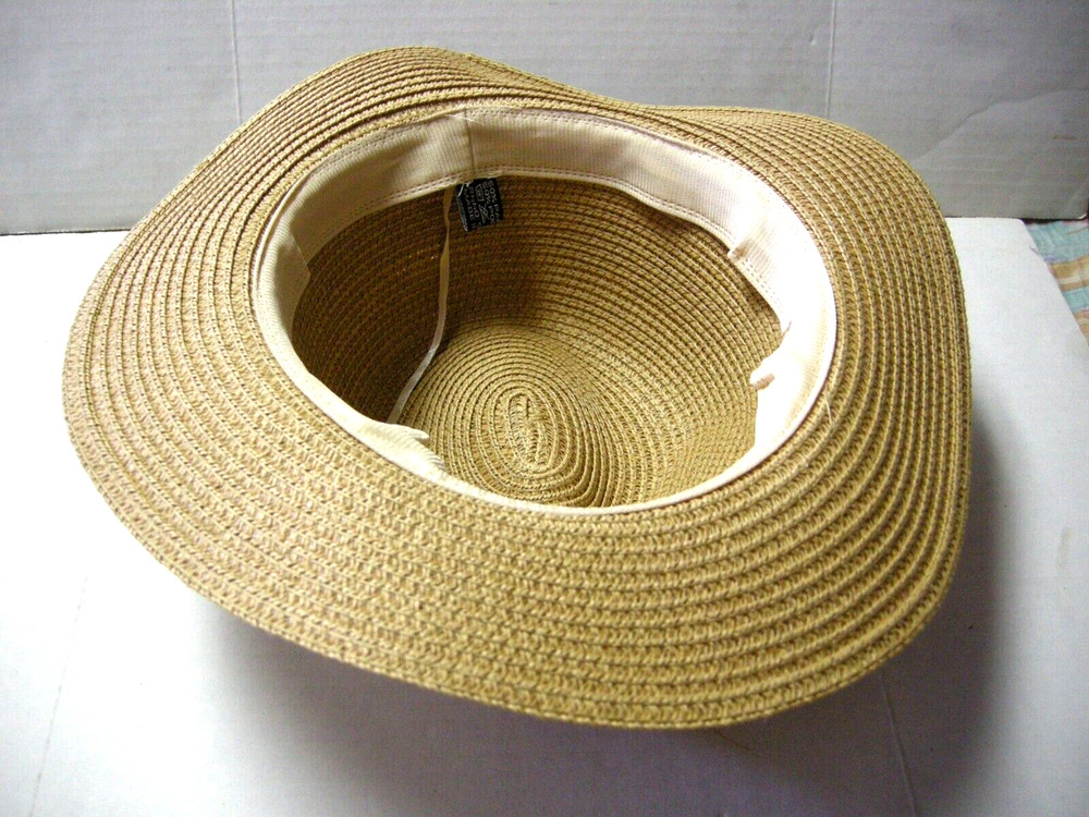 Paper & Polyester Hat, Medium Brown With Hat Band, Brand New