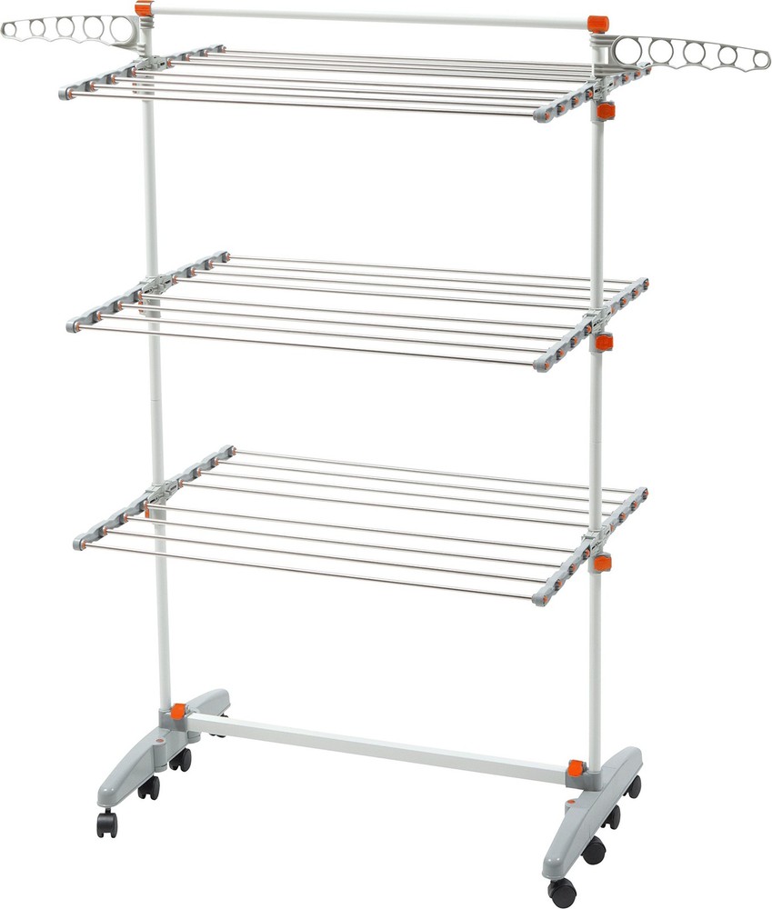 BDPV23 Foldable Rolling 3Tier Clothes Laundry Drying Rack with Stainless Stee...