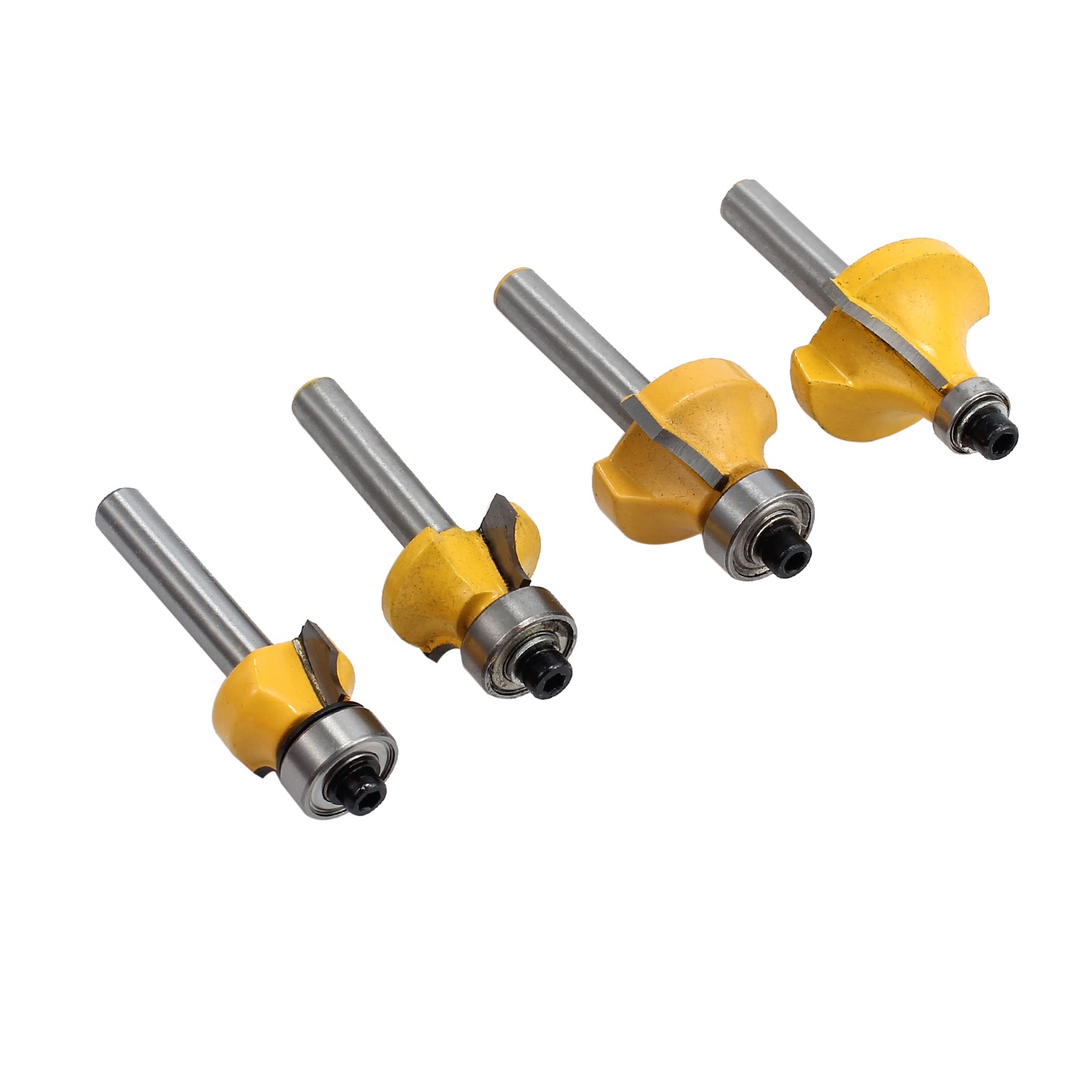 4PCS Round Over Edge Forming Router Bit 1/4" Shank 1/2'' 3/8''1/4'' 1/8'' Radius