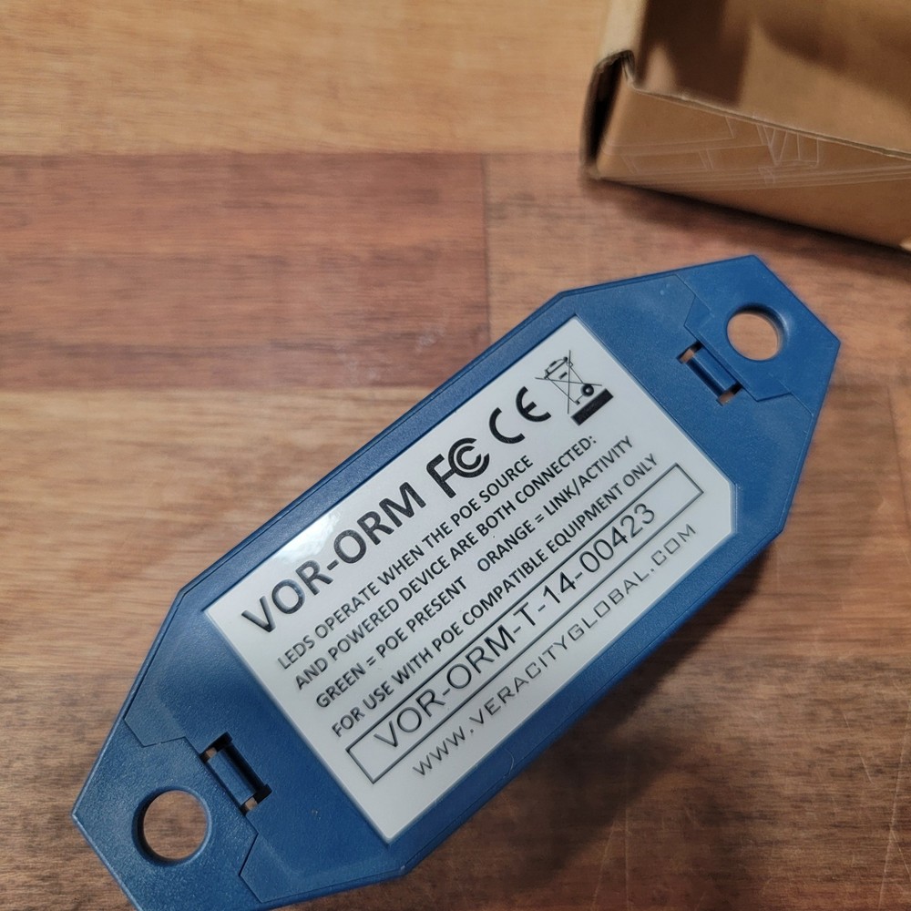 Veracity VOR-ORM Ethernet Range Extender + POE Opened Box *No Manual*