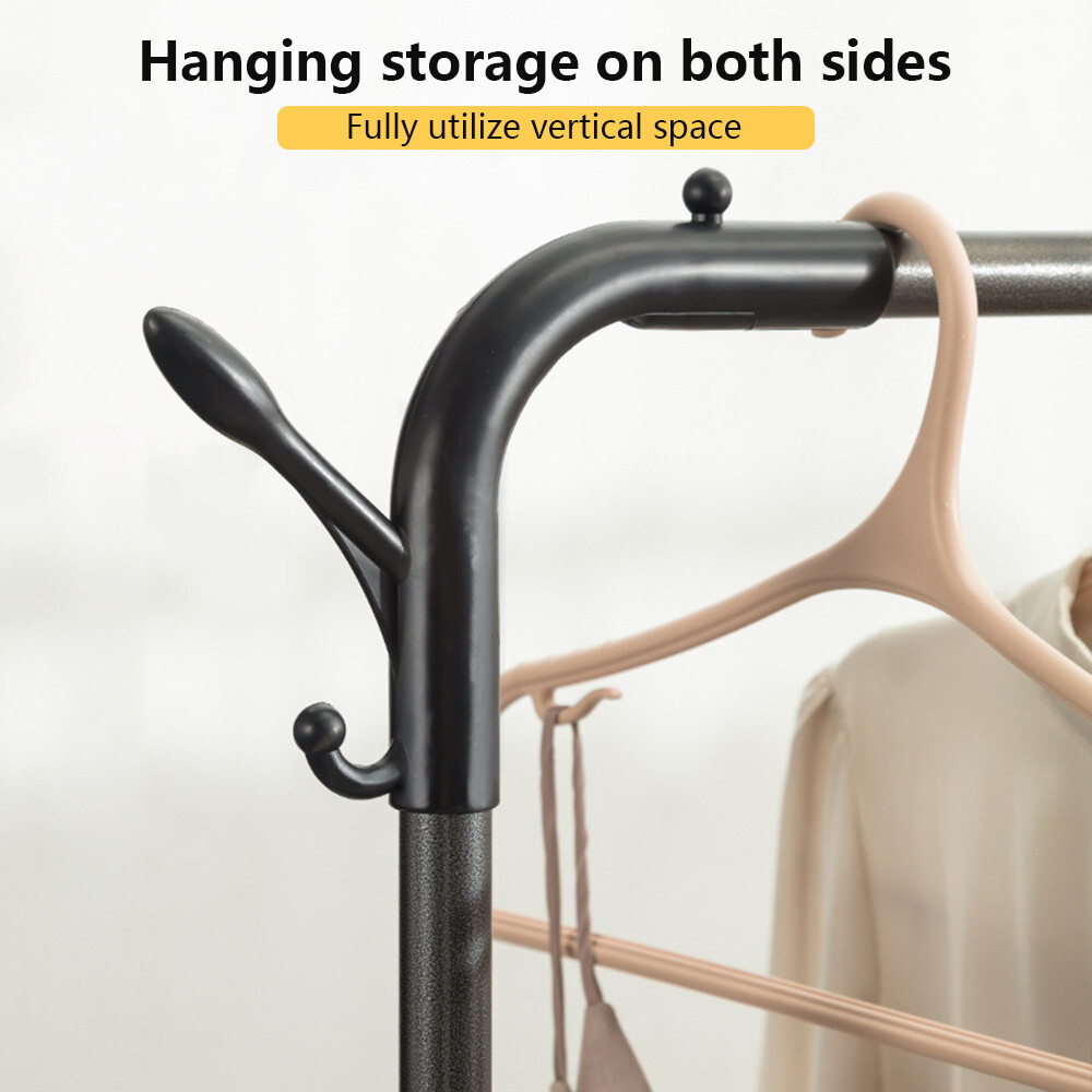 Heavy Duty Clothing Garment Rack Rolling Clothes Organizer Double Rails Hanging