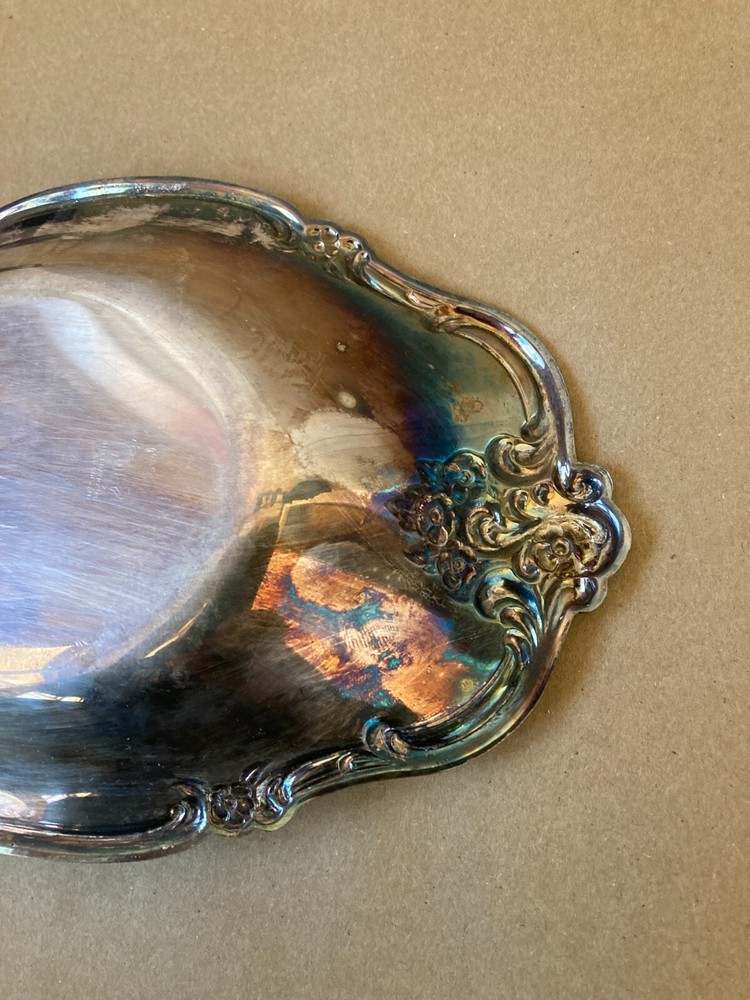 International Deep Silver Two Party Set Tray & Spoon Elegant Orleans Pattern