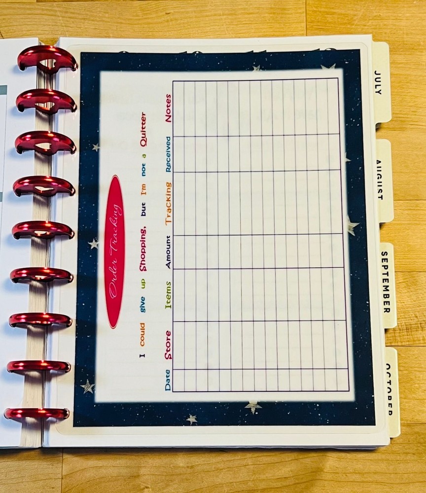 Order Tracker Dashboard Insert 4 use with HAPPY Planner-