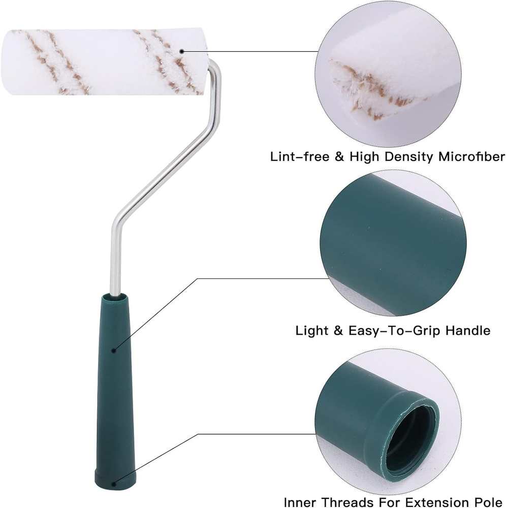 10 Pack Microfiber Paint Roller 4 Inch: Small Roller Covers 3/8 Inch Nap