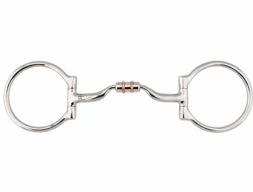 NY Tack Western D Ring Low Port Copper Roller Snaffle Horse Bit